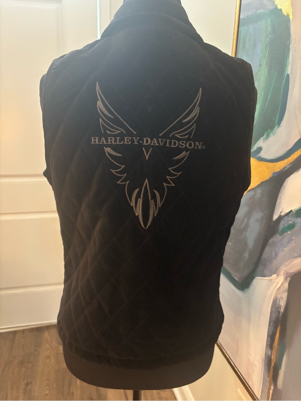 Harley-Davidson Black Quilted Vest with Embroidered Wing Logo